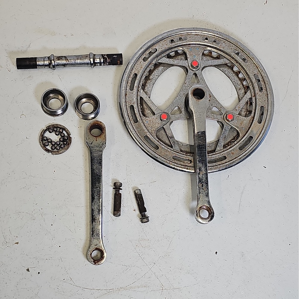 Vintage Steel Takagi Three Arrows Cottered Bike CRANKS + Axle Road Bicycle